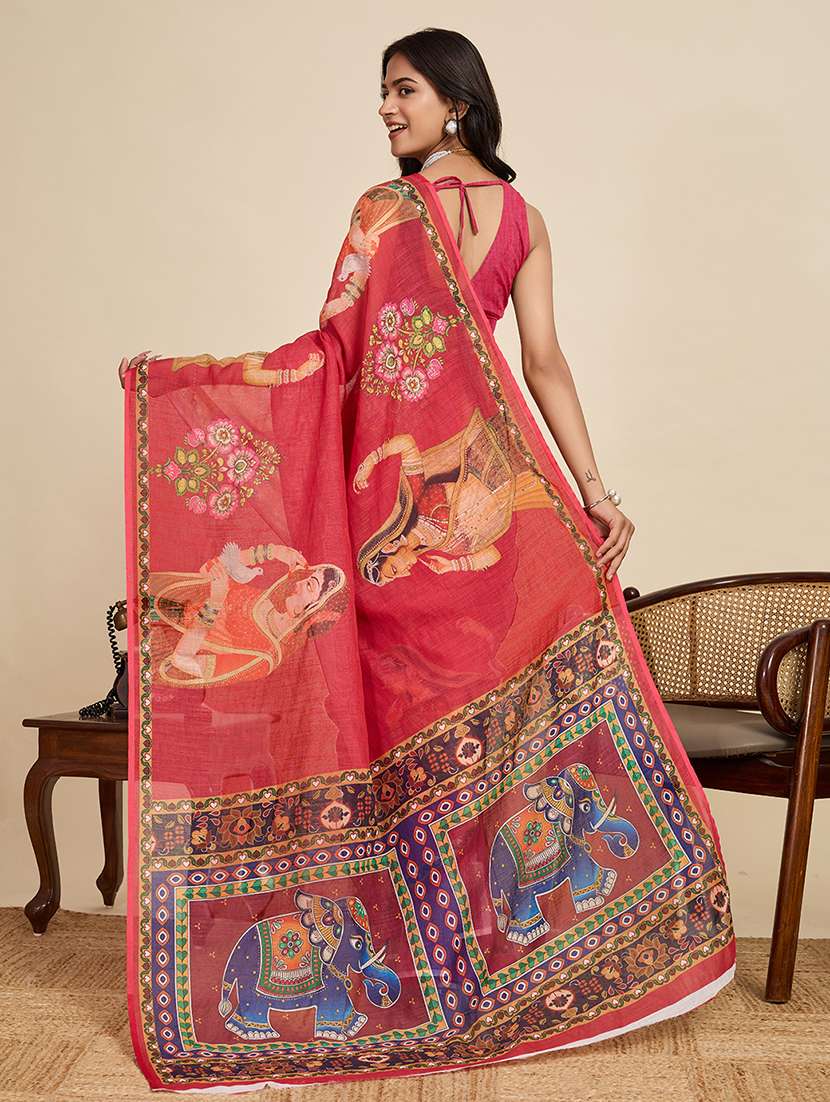 women printed casual wear saree with blouse - 22187846 -  Standard Image - 3