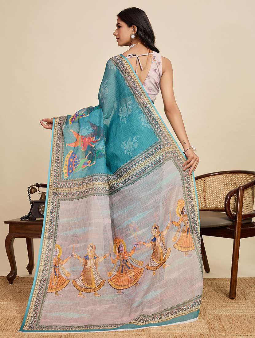 women printed casual wear saree with blouse - 22187850 -  Standard Image - 3