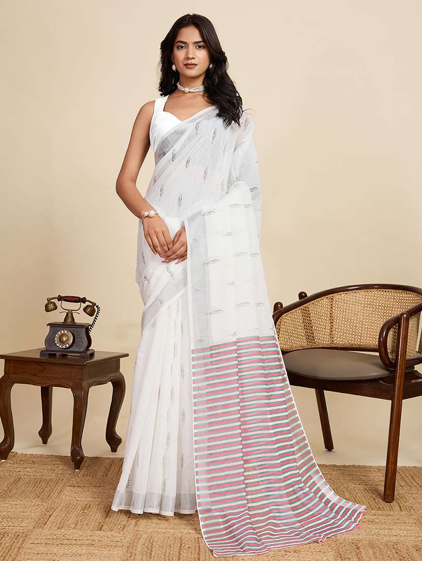 women printed casual wear saree with blouse