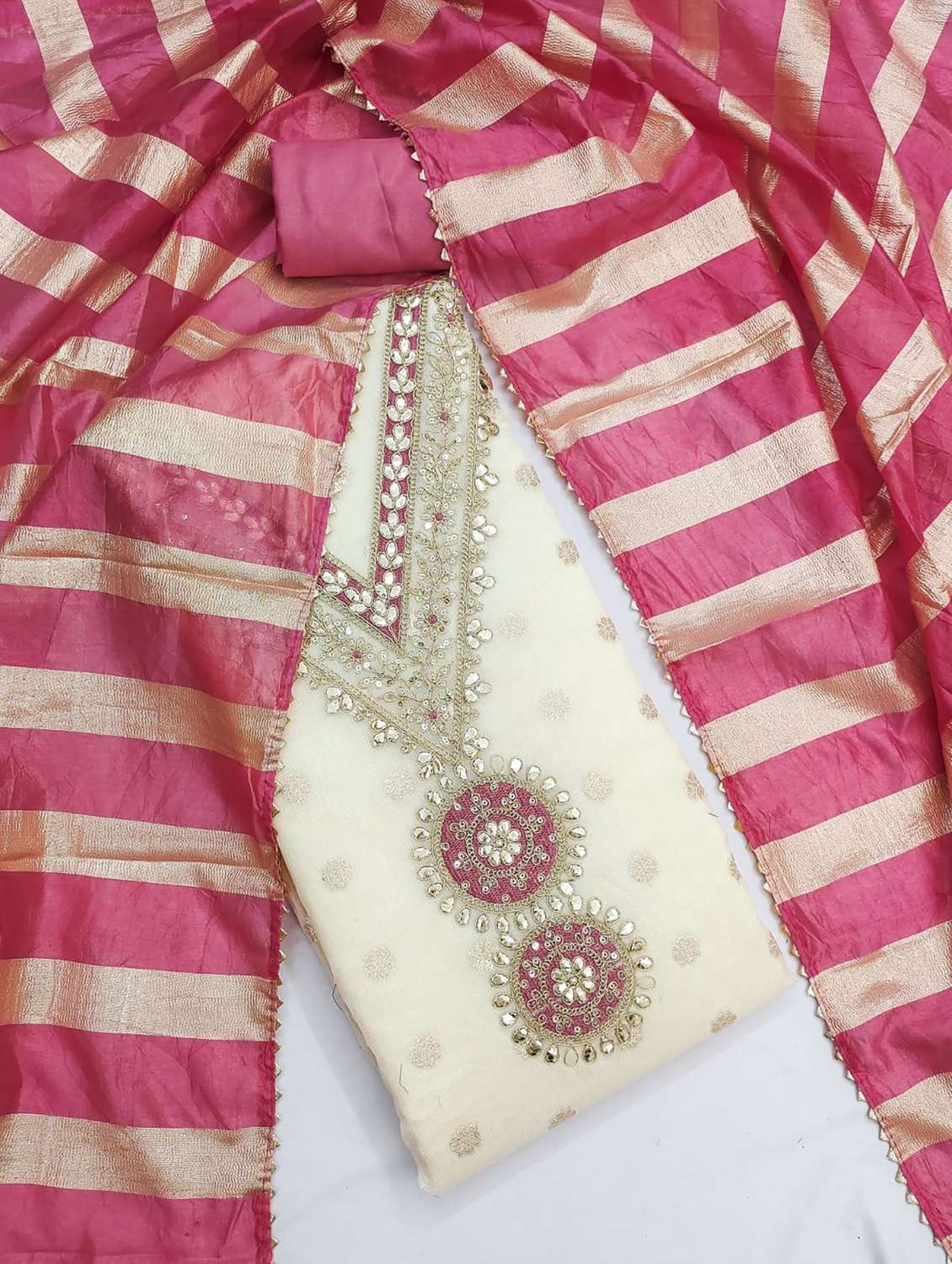 women self design embroidered unstitched suit set - 22187860 -  Standard Image - 3