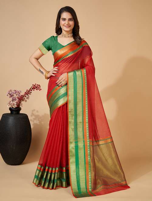 women solid with bordered saree with blouse - 22187891 -  Standard Image - 0