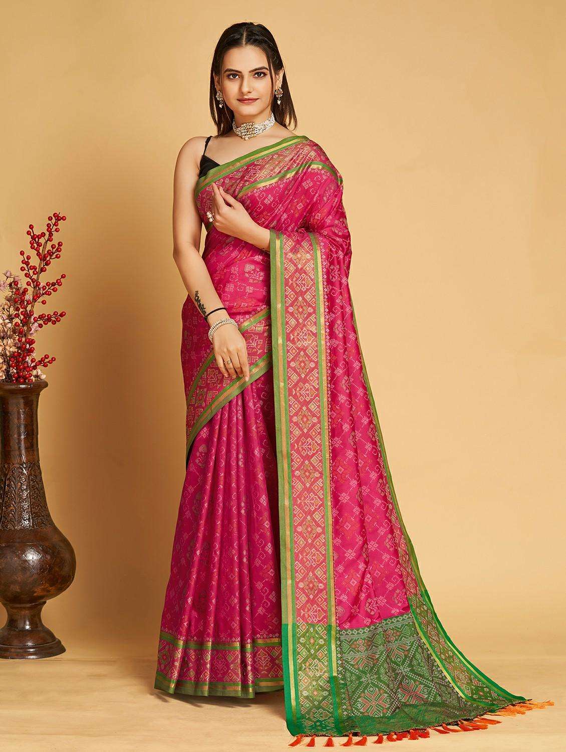 women self design patola saree with blouse