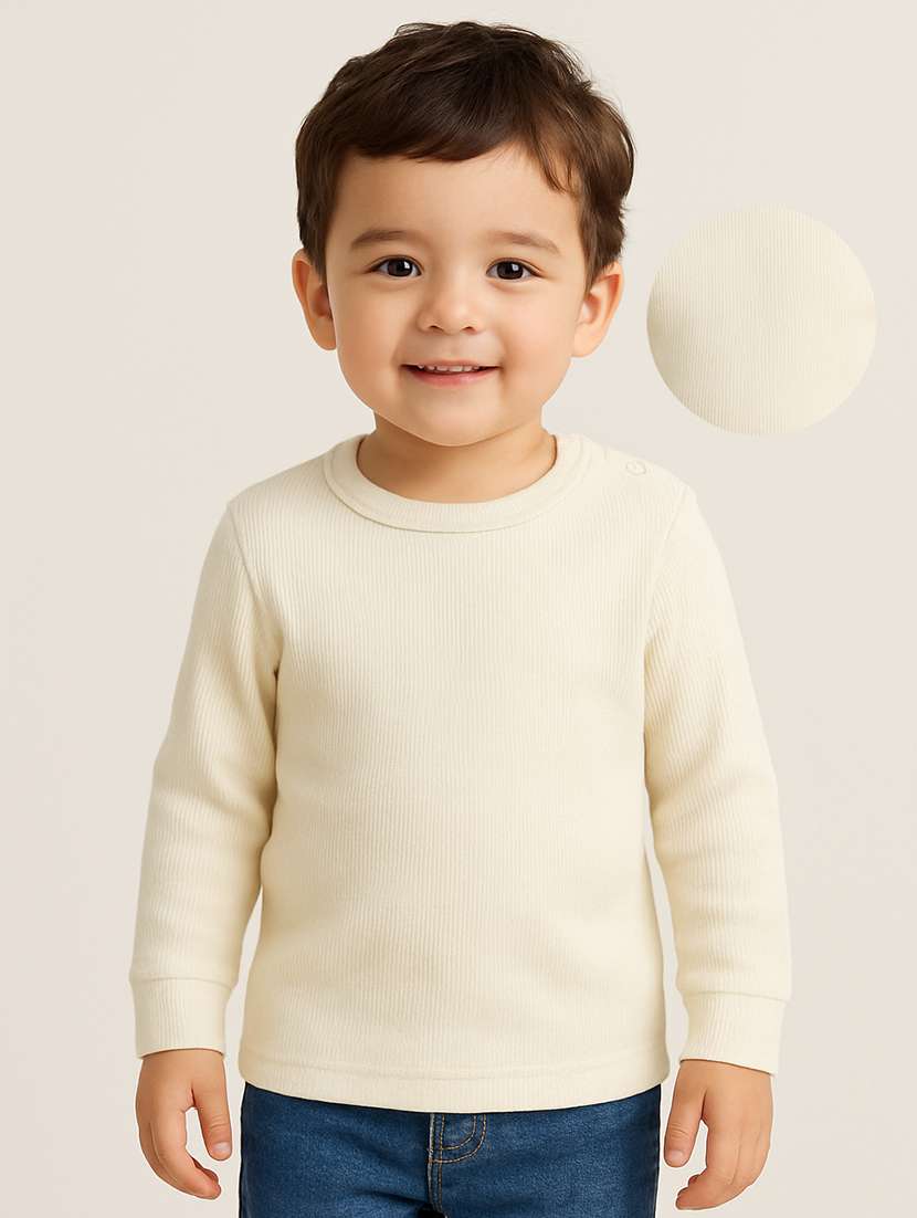 boys cream long sleeve thermal top