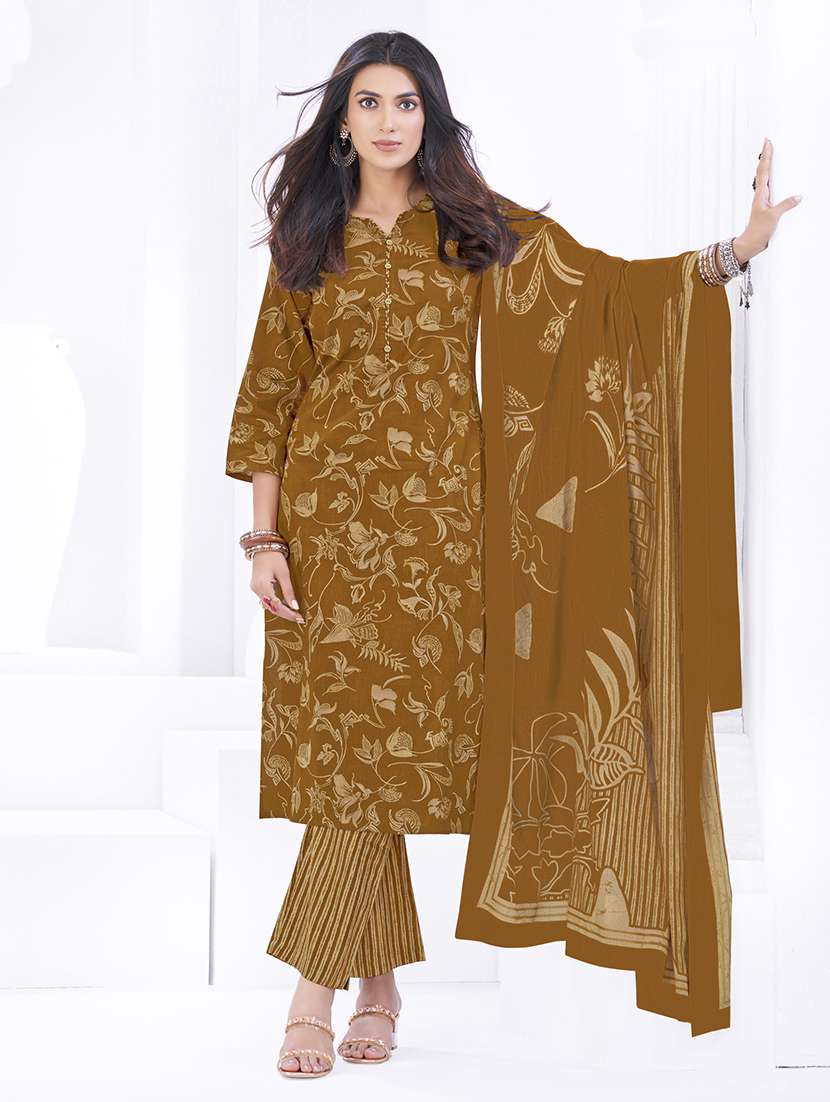 women floral printed three quarter sleeve kurta pant with dupatta set