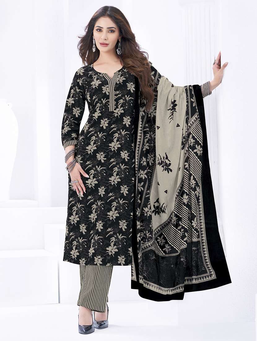 women printed three quarter sleeve kurta pant with dupatta set