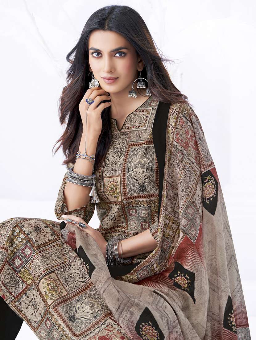 women printed three quarter sleeve kurta pant with dupatta set - 22205716 -  Standard Image - 3