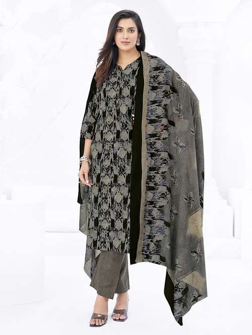 women printed three quarter sleeve kurta pant with dupatta set - 22205717 -  Standard Image - 0