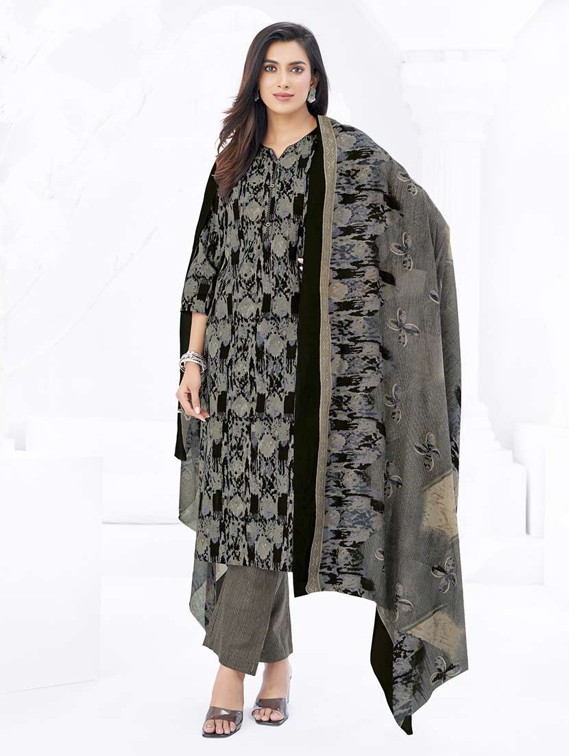 women printed three quarter sleeve kurta pant with dupatta set