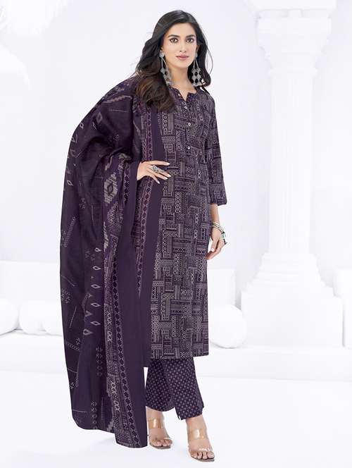 women printed three quarter sleeve kurta pant with dupatta set - 22205720 -  Standard Image - 0