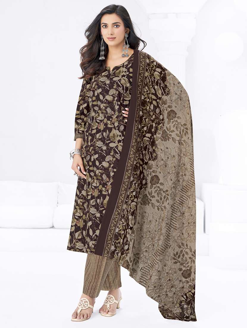 women printed three quarter sleeve kurta pant with dupatta set