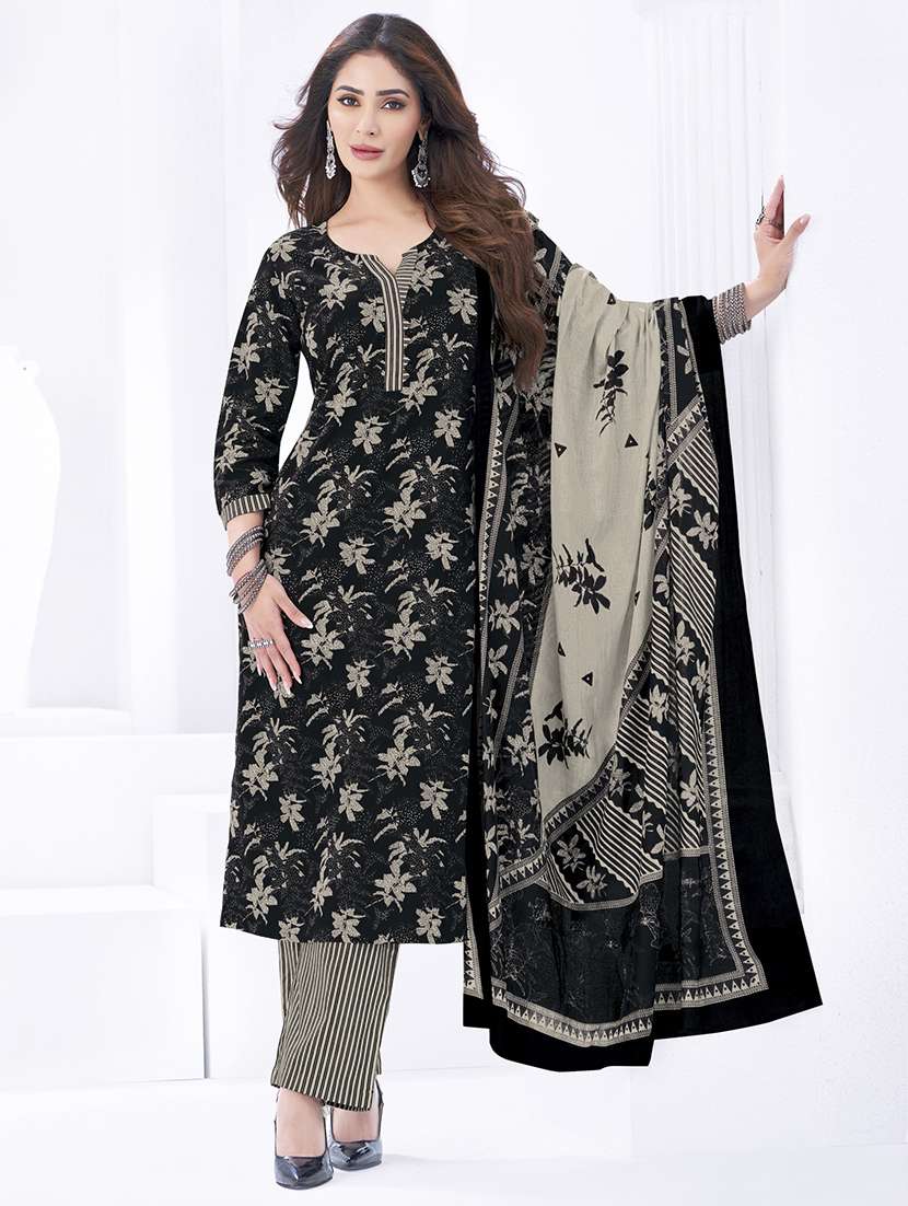 women printed three quarter sleeve kurta pant with dupatta set