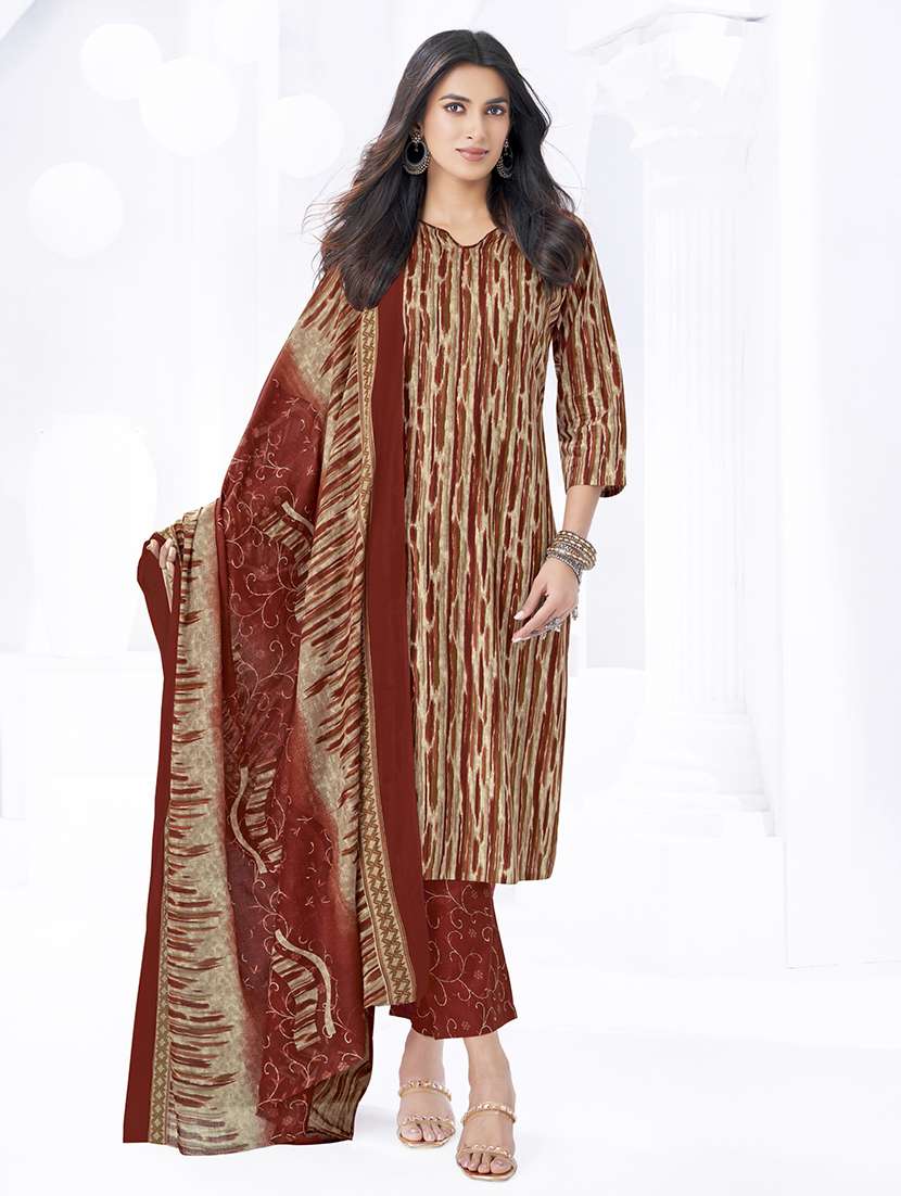women printed three quarter sleeve kurta pant with dupatta set