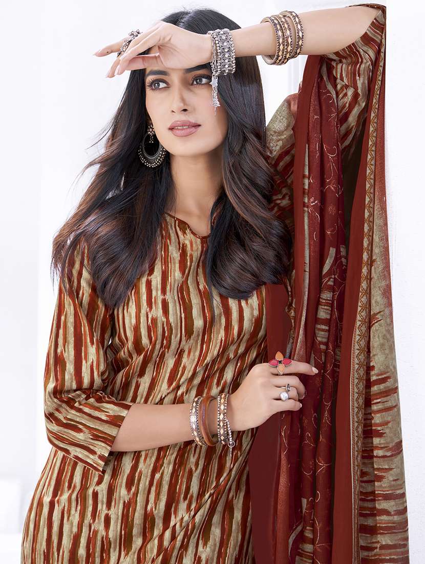 women printed three quarter sleeve kurta pant with dupatta set - 22205730 -  Standard Image - 3