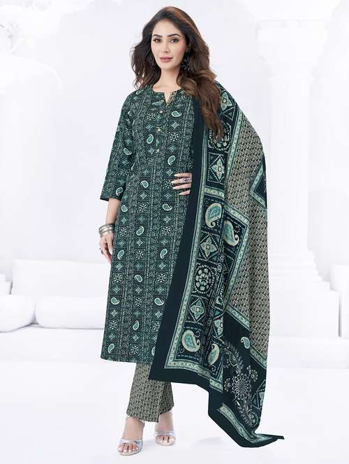 women printed three quarter sleeve kurta pant with dupatta set - 22205732 -  Standard Image - 0