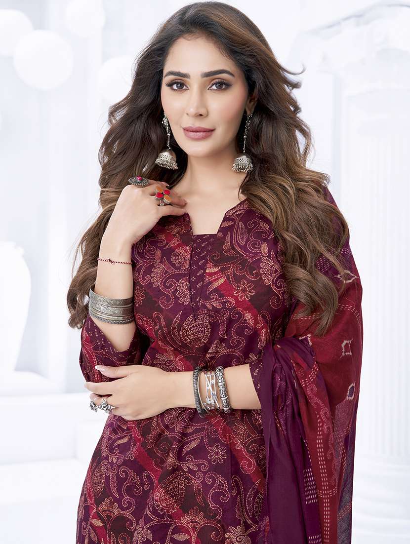 women printed three quarter sleeve kurta pant with dupatta set - 22205738 -  Standard Image - 3