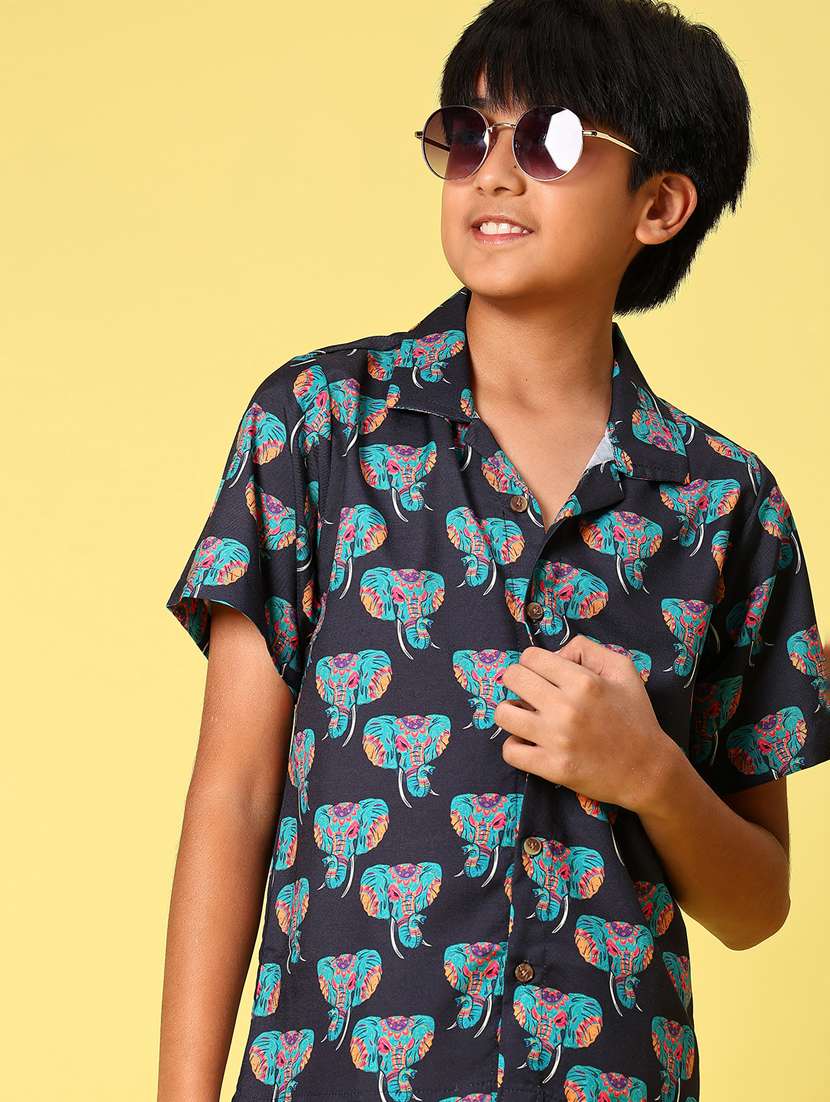 boys printed short sleeves casual shirt