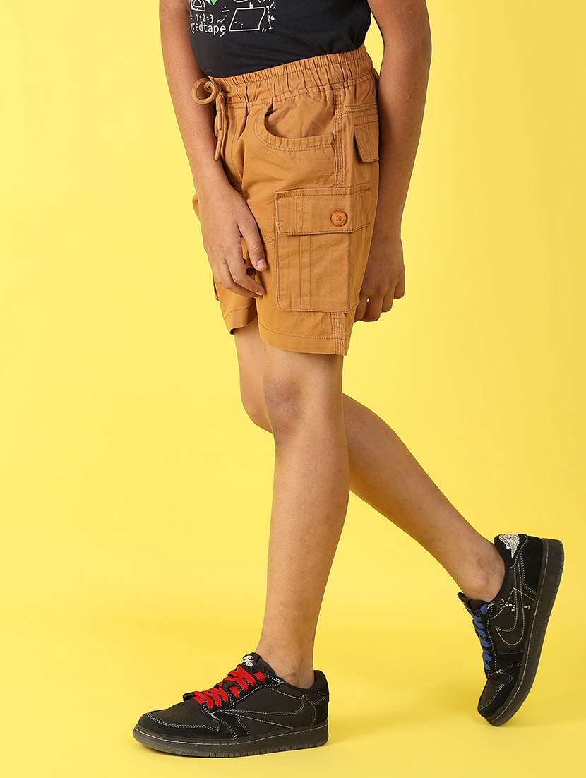 khaki cotton shorts & three fourth - 22215940 -  Standard Image - 3