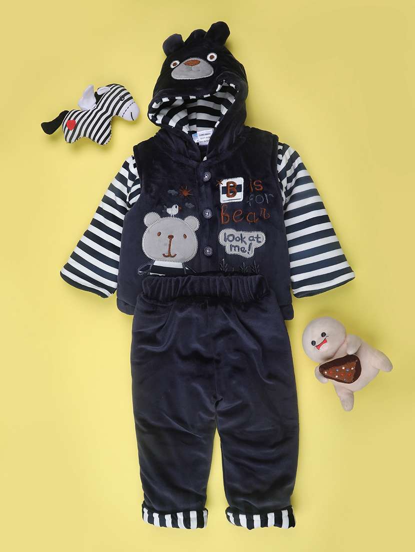 kids striped long sleeve winterwear full length set