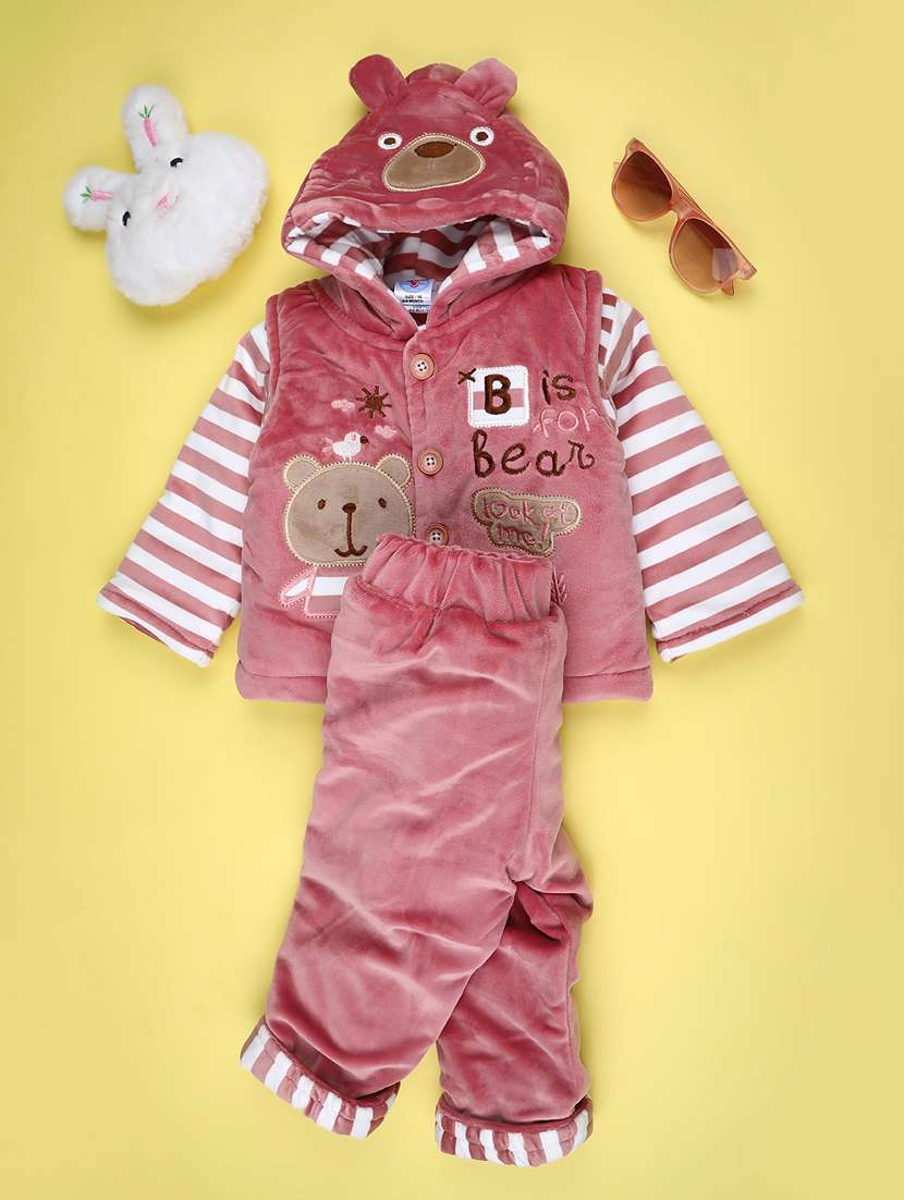 kids striped long sleeve winterwear full length set
