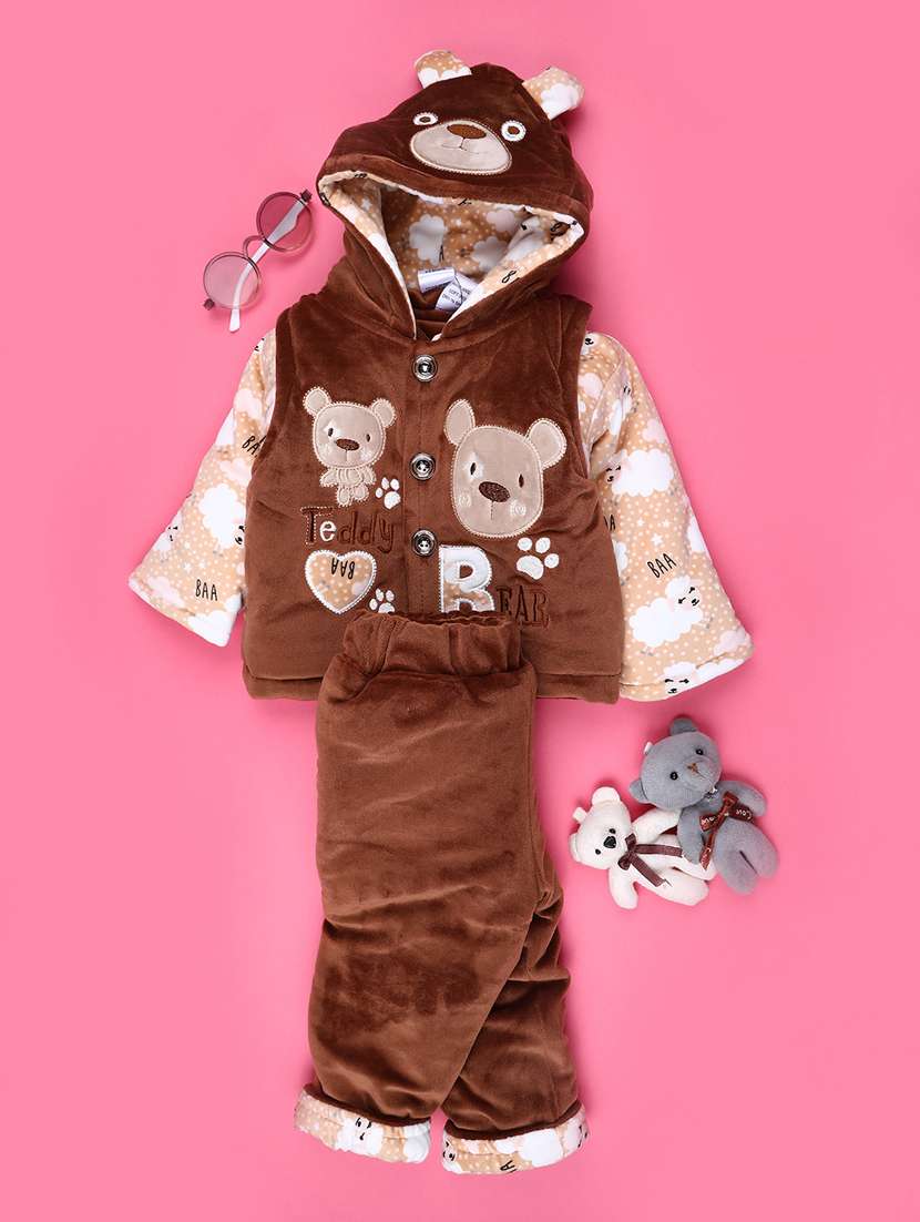 kids printed long sleeve winterwear full length set