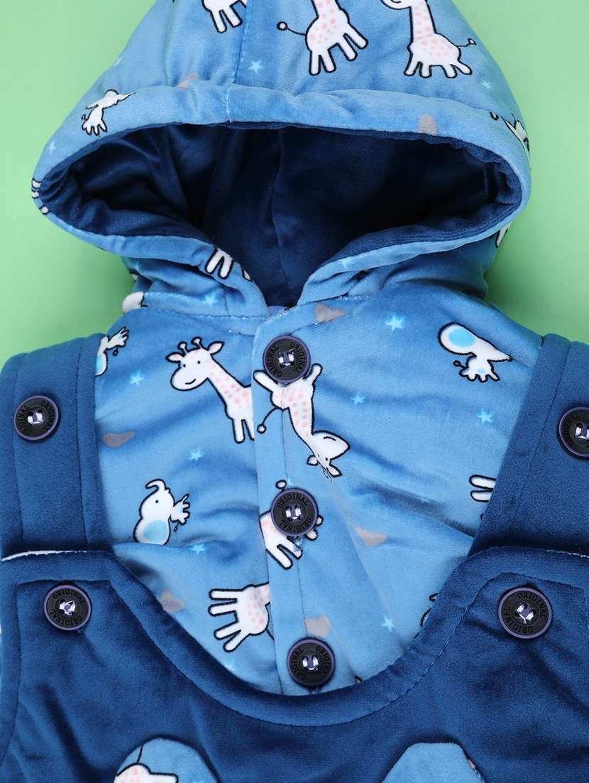 kids printed long sleeve winterwear dungaree set - 22217065 -  Standard Image - 3