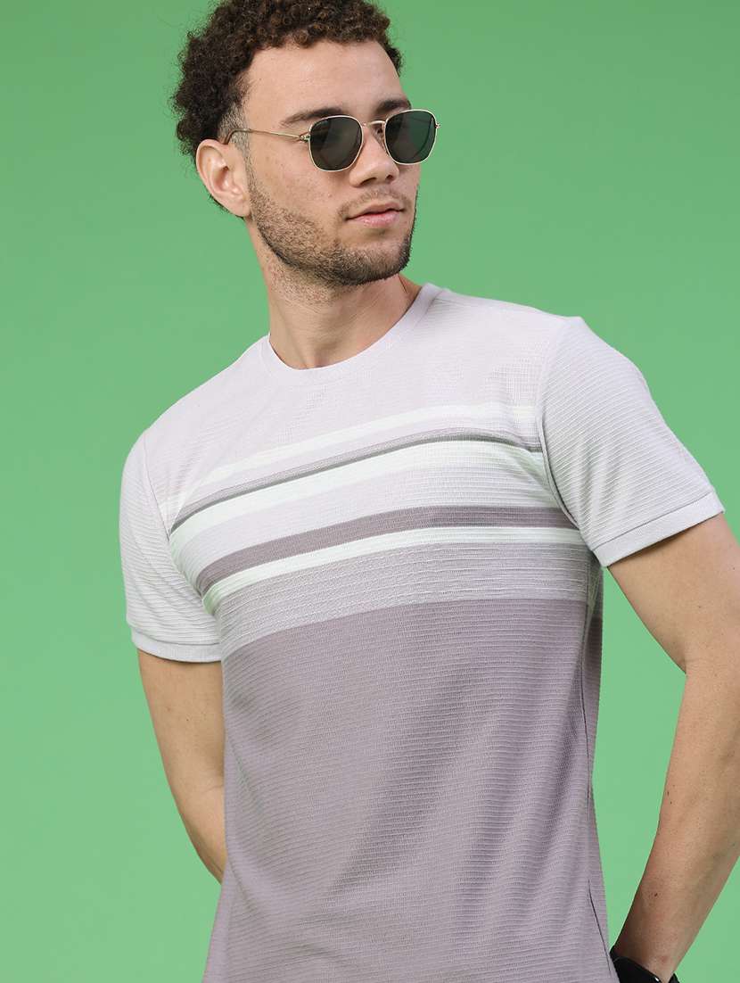 men striped short sleeve regular fit t-shirt