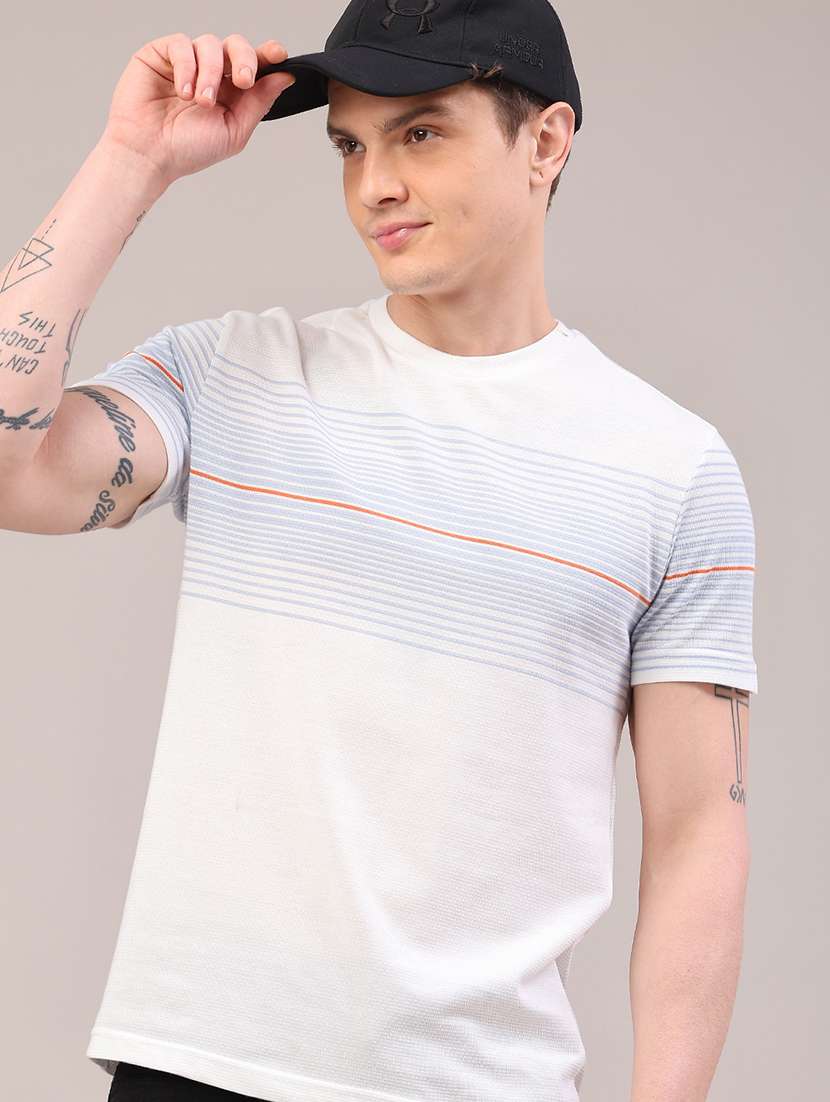 men striped short sleeve slim fit t-shirt