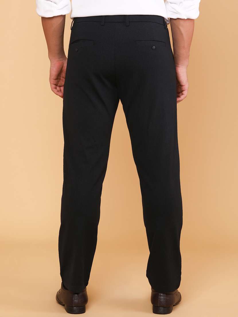 men solid mid rise flat front formal trouser - 22217113 -  Standard Image - 3
