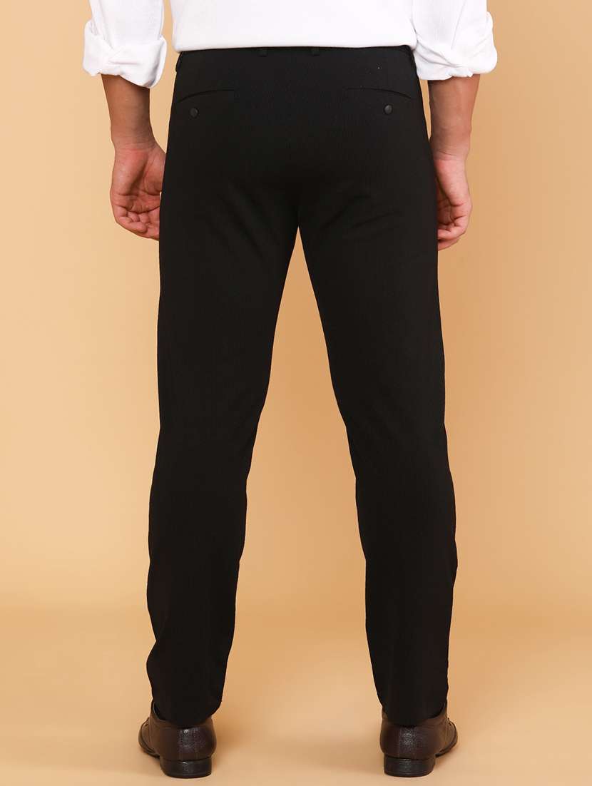 men solid mid rise flat front formal trouser - 22217114 -  Standard Image - 3