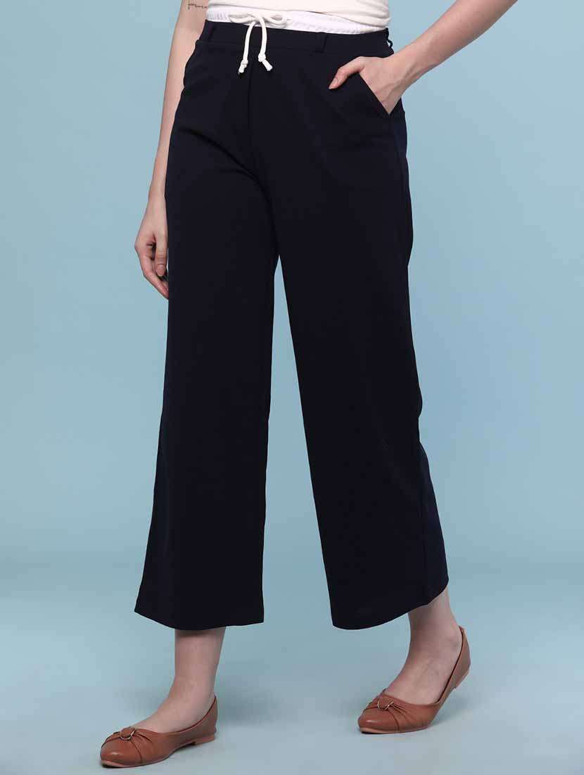 Women Solid Mid Rise Straight Fit Trouser - 22217115 -  Standard Image - 3
