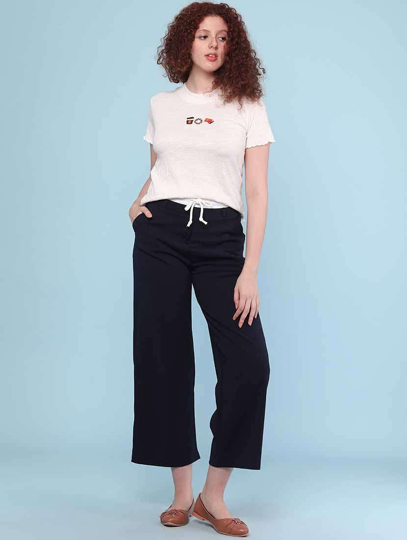 Women Solid Mid Rise Straight Fit Trouser - 22217115 -  Standard Image - 5