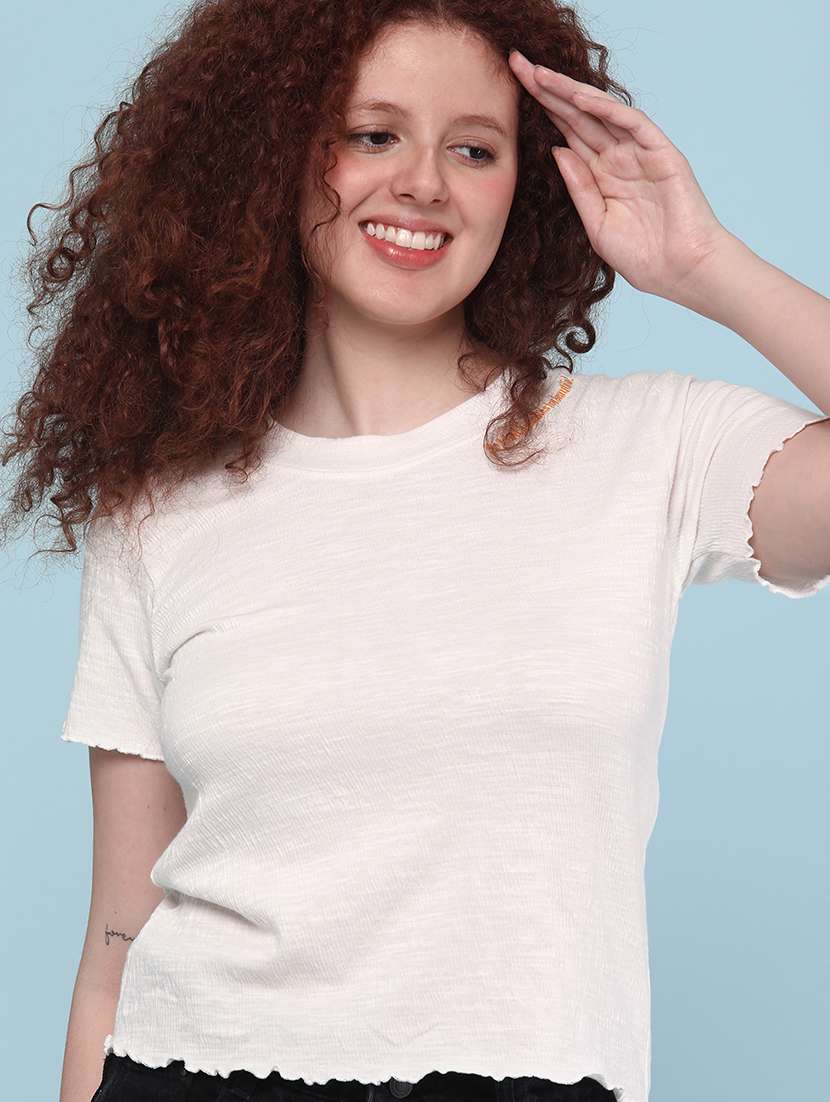 women solid short sleeve t-shirt