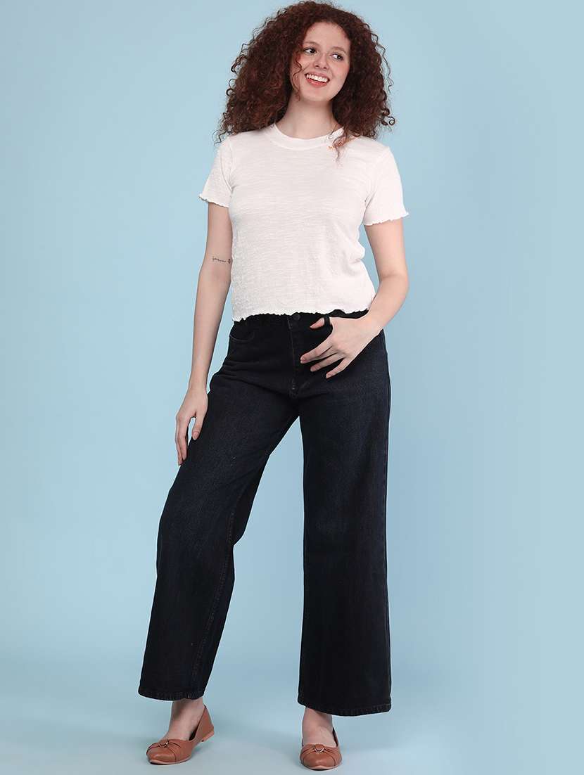 Women Solid Short Sleeve T-shirt - 22217117 -  Standard Image - 5
