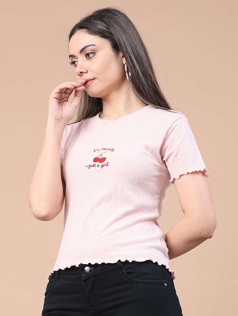 peach cotton regular tshirt - 22217118 -  Standard Image - 3