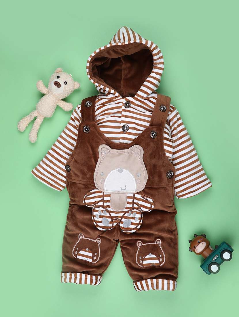 kids striped long sleeve winterwear dungaree set