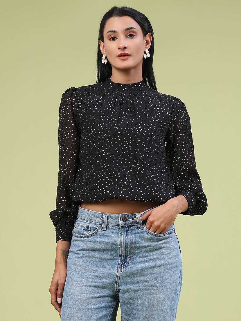 women black polyester regular top