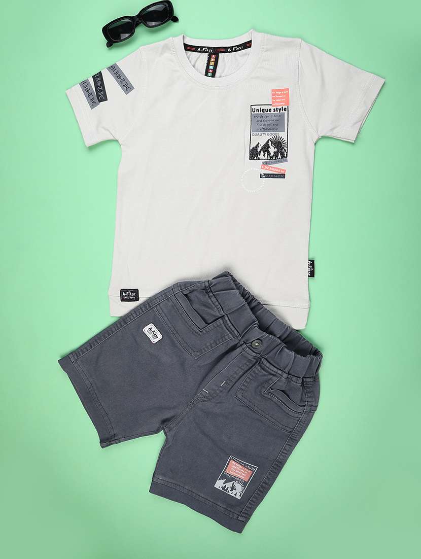 boys printed t-shirt & shorts co-ords set