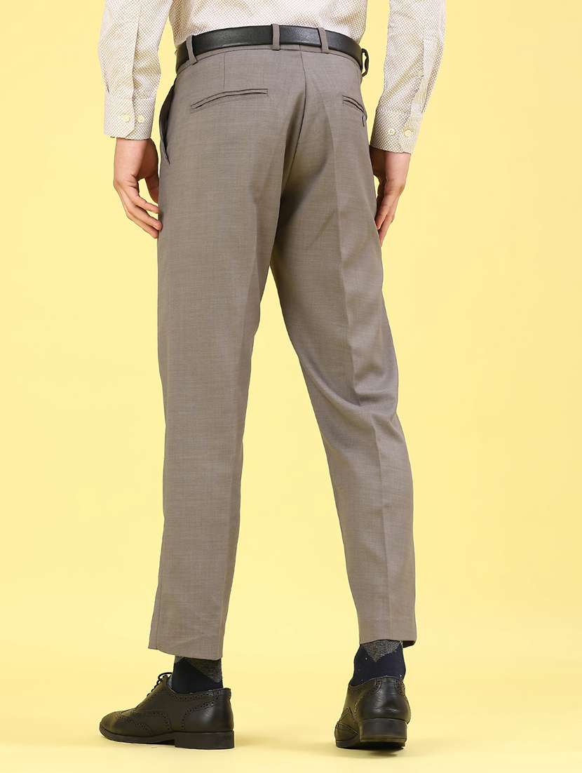men solid mid rise flat front formal trouser - 22217238 -  Standard Image - 3