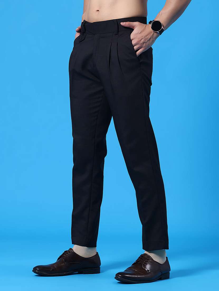 black cotton pleated trousers formal - 22217239 -  Standard Image - 3