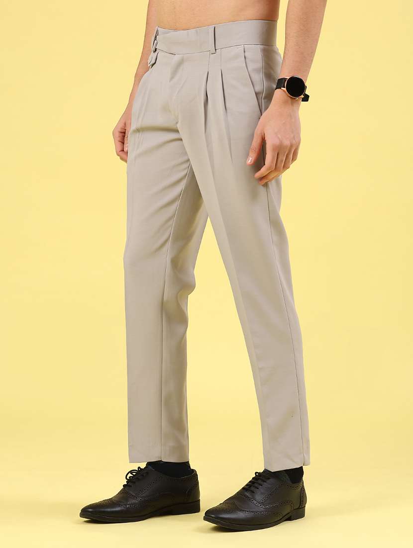 grey cotton flat front trousers formal - 22217240 -  Standard Image - 3
