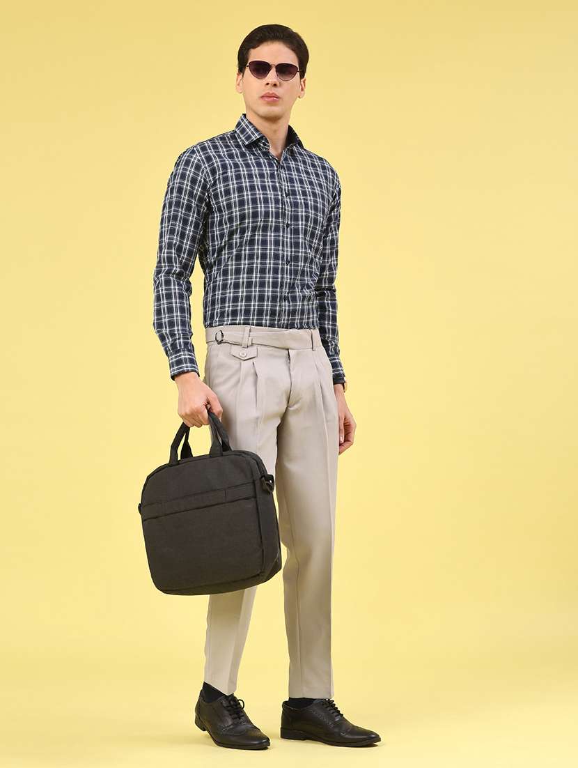 grey cotton flat front trousers formal - 22217240 -  Standard Image - 5