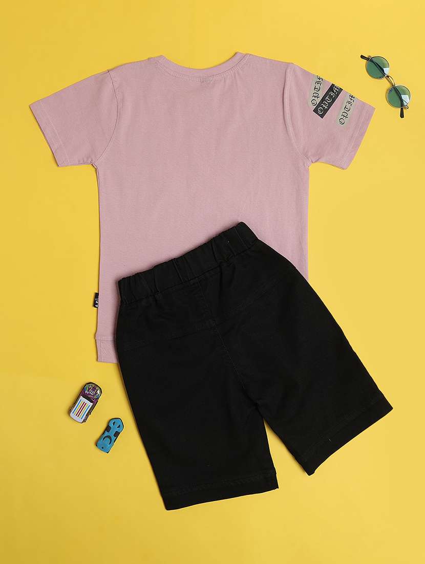 boys printed t-shirt & shorts co-ords set - 22217244 -  Standard Image - 3