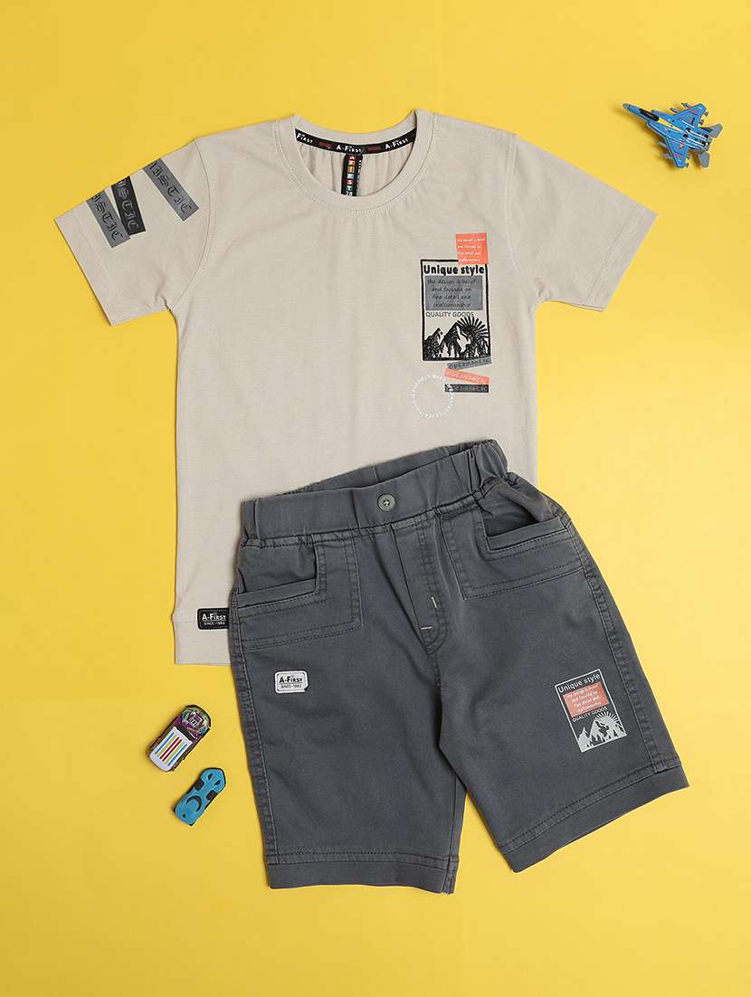 boys printed t-shirt & shorts co-ords set