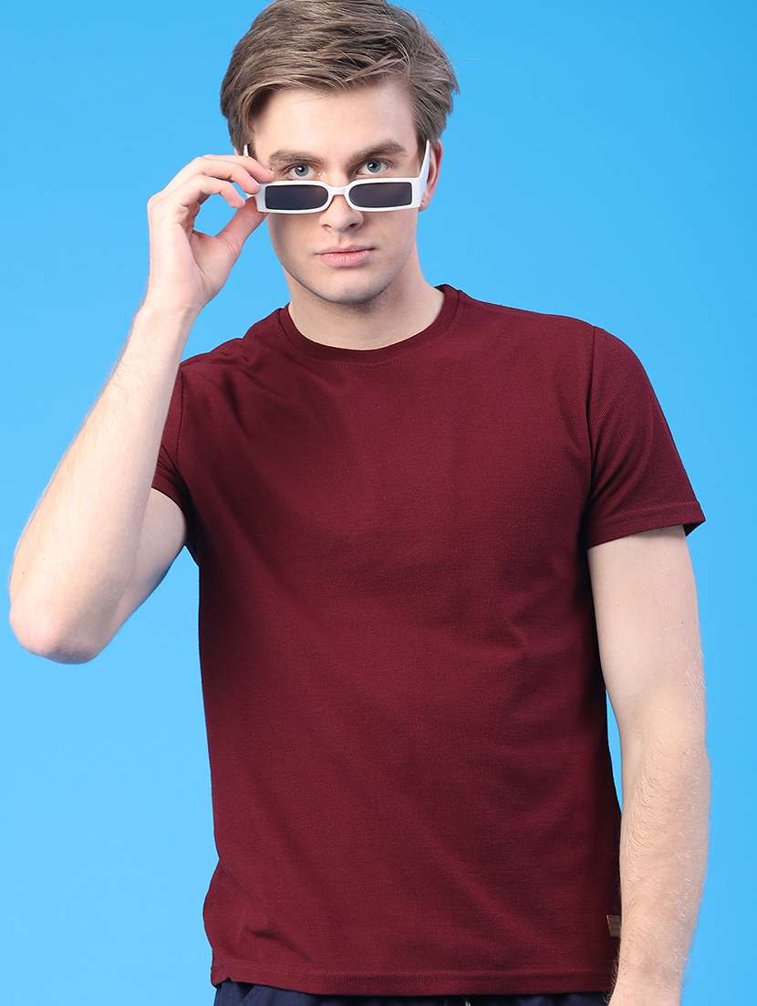 men solid short sleeve regular fit t-shirt