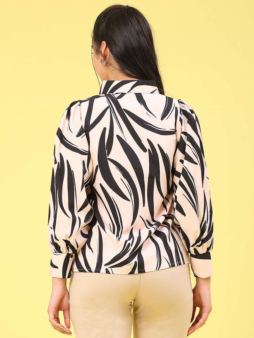 women printed collared puff sleeve shirt - 22217266 -  Standard Image - 3