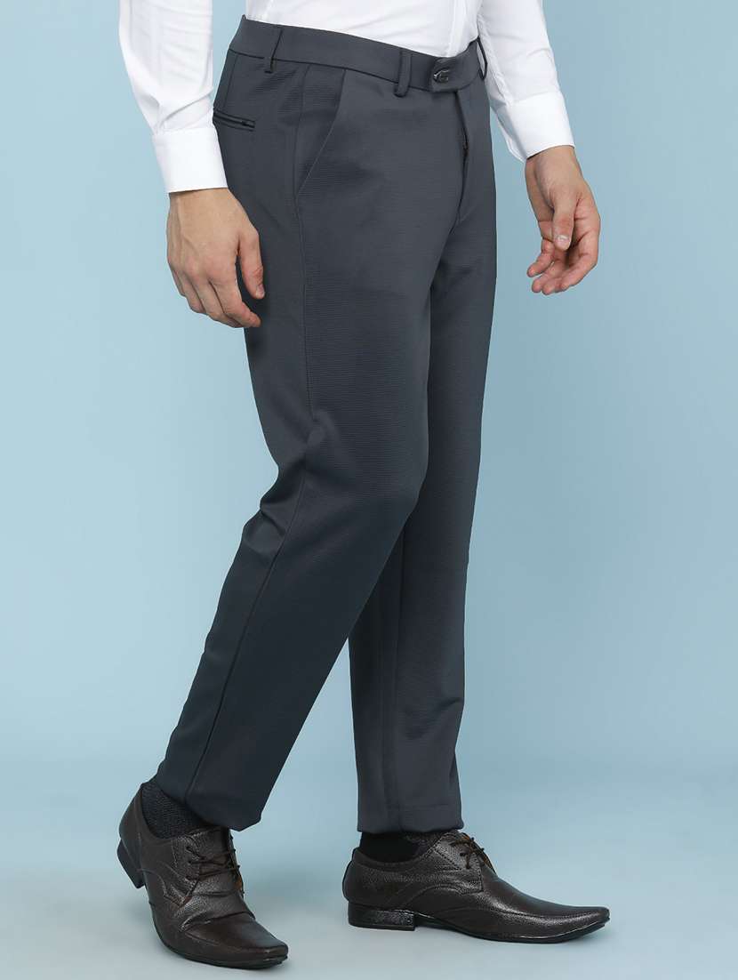 Men Solid Mid Rise Regular Fit Formal Trouser - 22217285 -  Standard Image - 3