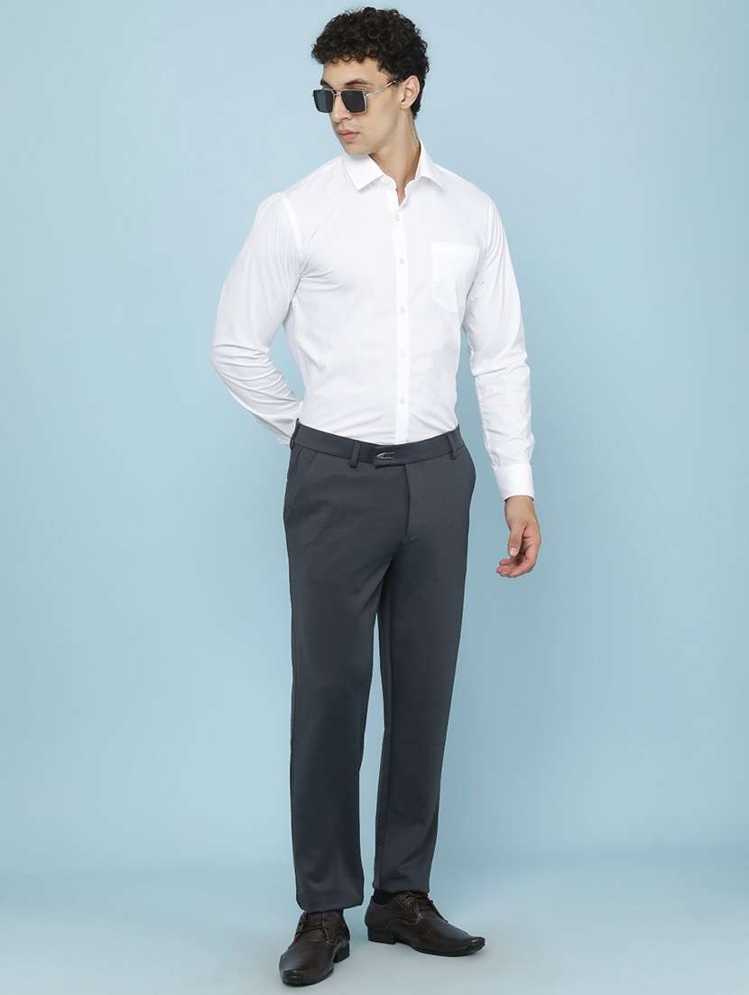 Men Solid Mid Rise Regular Fit Formal Trouser - 22217285 -  Standard Image - 5