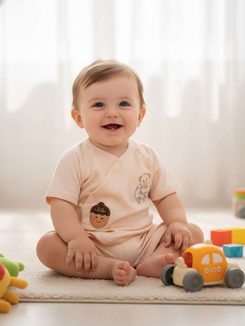 kids embroidered short sleeves shirt and shorts set
