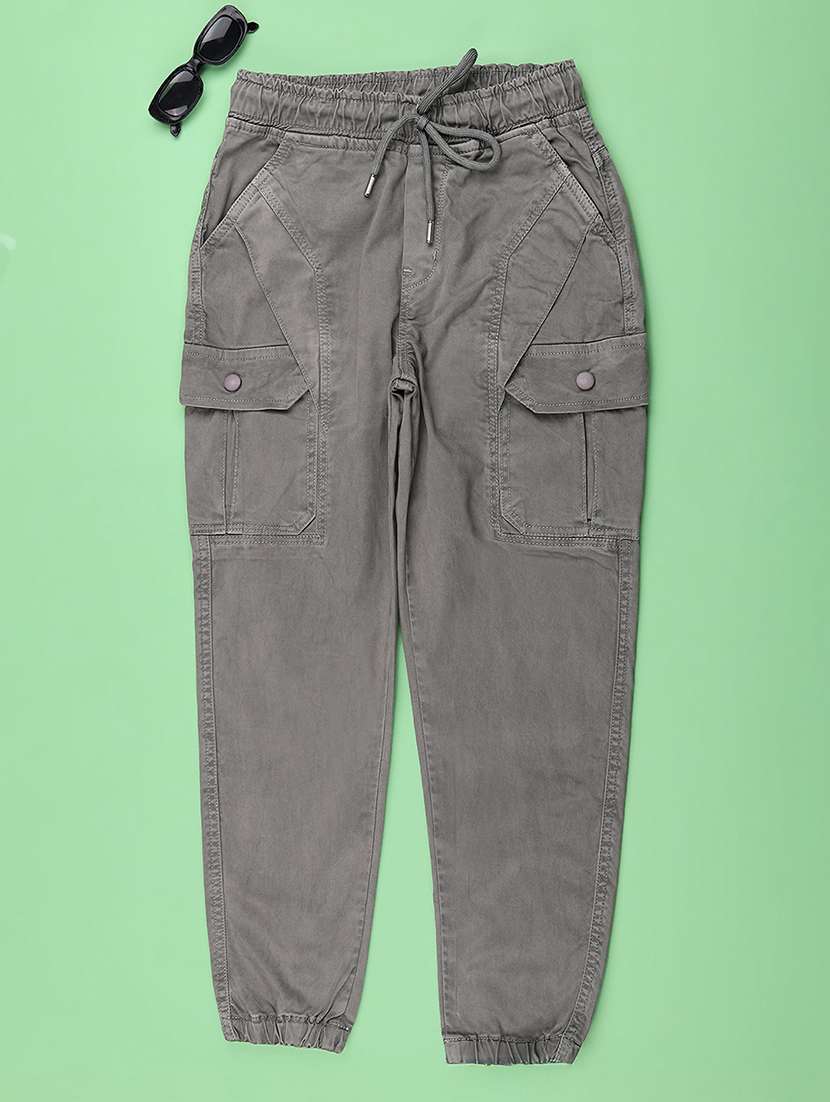 boys solid mid rise cargo jogger