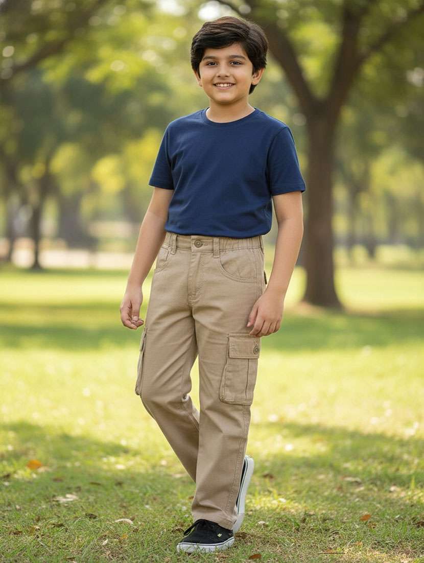 boys solid mid rise cargo